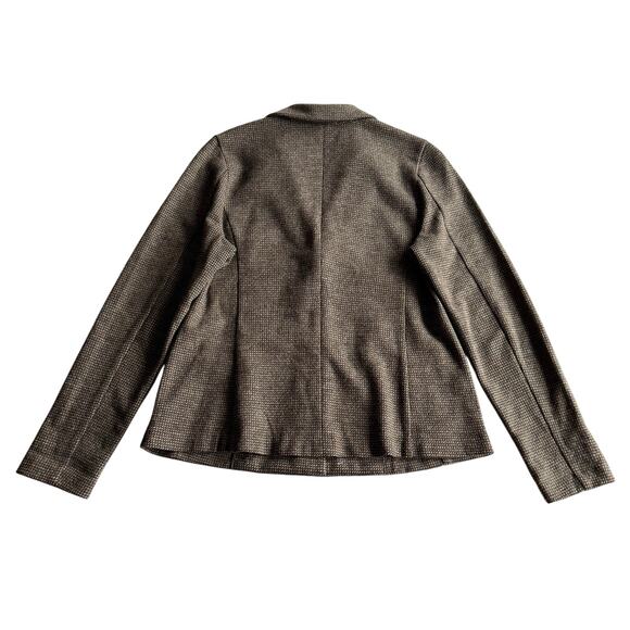 J Jill Wool Blend Jersey Houndstooth Brown Tan Two Button Blazer Jacket M - Picture 2 of 9